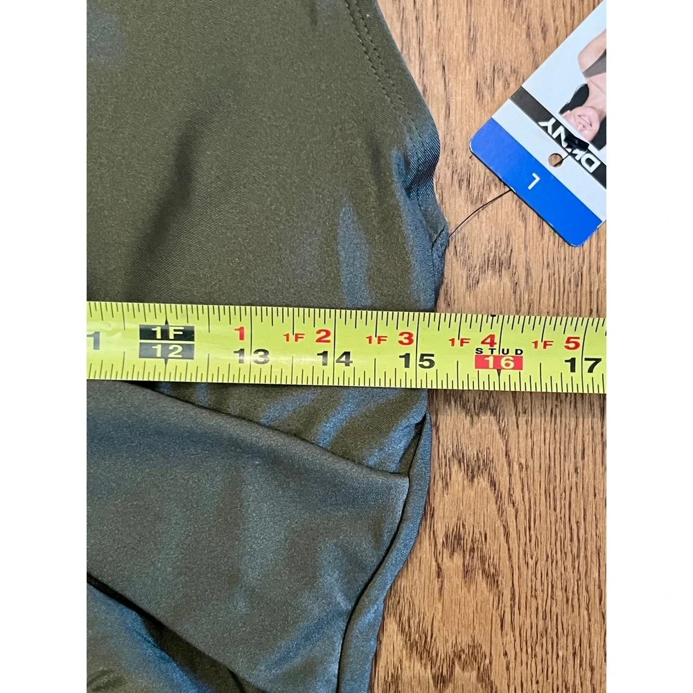 DKNY Green Metallic Twist Front One Piece Swimsuit Ruched Keyhole DIZMS518 L - Picture 4 of 11